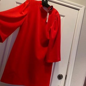 Alice and Olivia Red Paprika Bailey Bell sleeve Dress NWT
